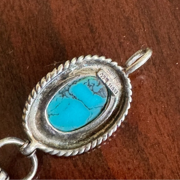 Bracelet 925 Turquoise dyed howlite chain link bracelet - Picture 5 of 5